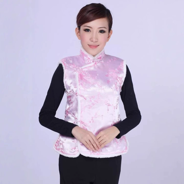 Жилет розовый оптом маленькая хлопковая куртка рабочая одежда для отеля женская осенне-зимняя одежда чайный костюм Тан китайский хлопковый жилет