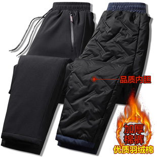 Cross-border supply 2024 autumn and winter new pants men's warm thickened wind-proof casual long-staple cotton pants