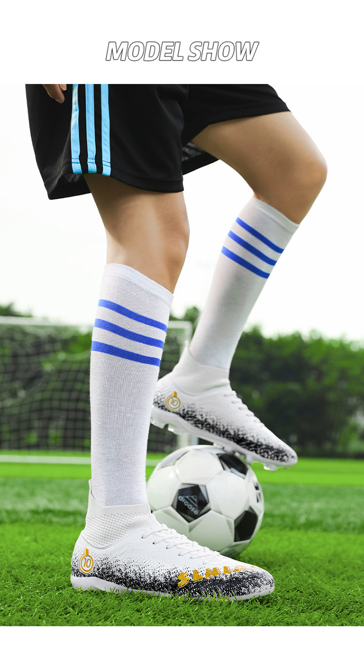Best-selling High-top Football Shoes With Long Short Spikes, Non-slip Wear-resistant, Men, Women,_vogvips.com