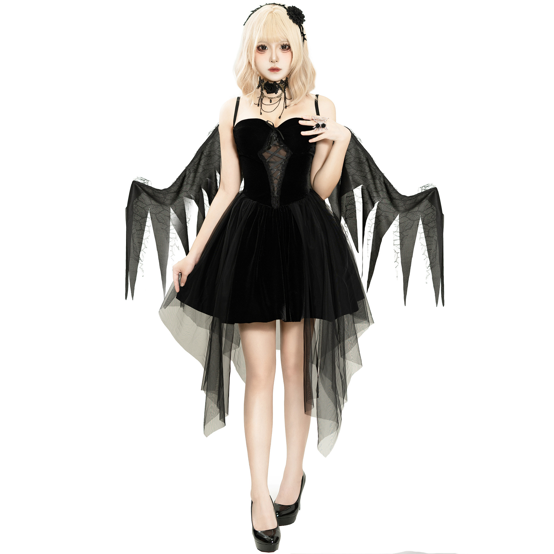 thumbnail image 1 of Disfraces de Halloween 2024 Disfraz de ángel negro de Halloween tallas S a XL Ropa COS, 1 of 4