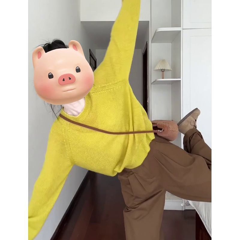 早秋穿搭一整套圆领长袖宽松显瘦百搭针织上衣直筒休闲阔腿裤套装|undefined