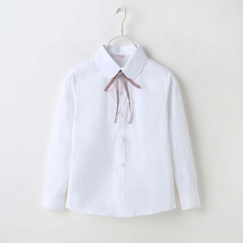 2021 Otoño e Invierno primavera nuevos niños arco algodón blanco camisa interior de las muchachas caliente manga larga bottoming top