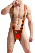 外贸新款情趣内衣另类背带式连体丁字裤/T裤男式袋囊设计诱惑内裤