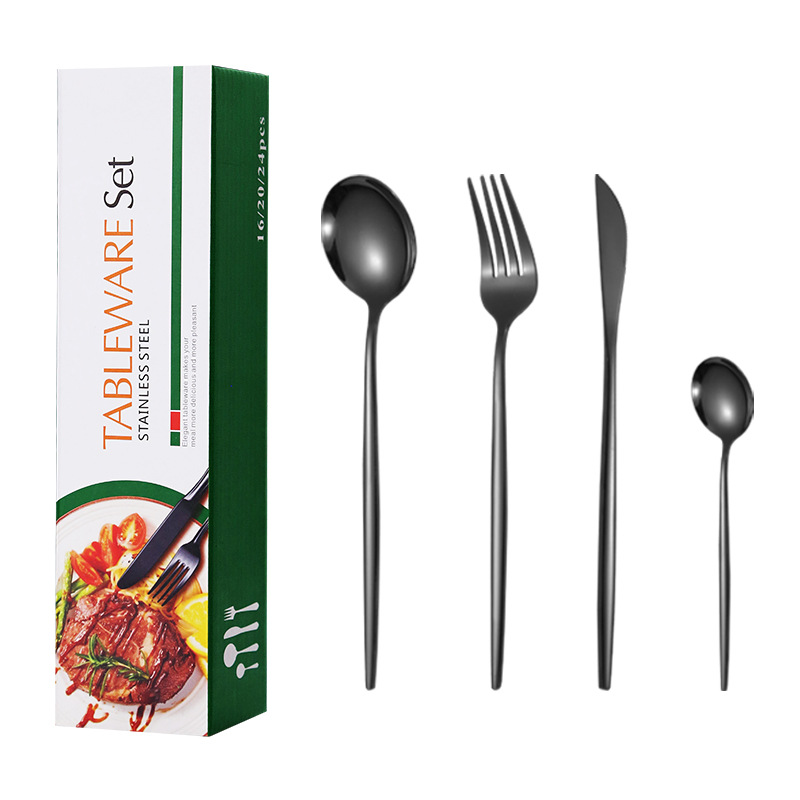 Transfronterizo amazon portugal 20 piezas traje de vajilla occidental cuchillo de carne de acero inoxidable, tenedor y cuchara caja de regalo