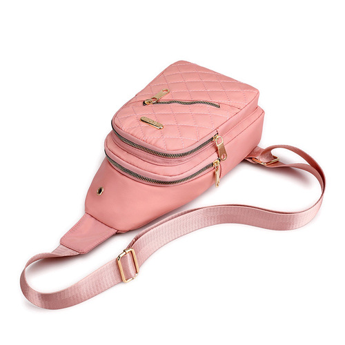  new cross-body women's chest bag fashionable embroidered rhombus single shoulder crossbody bag street nylon simple chest bag