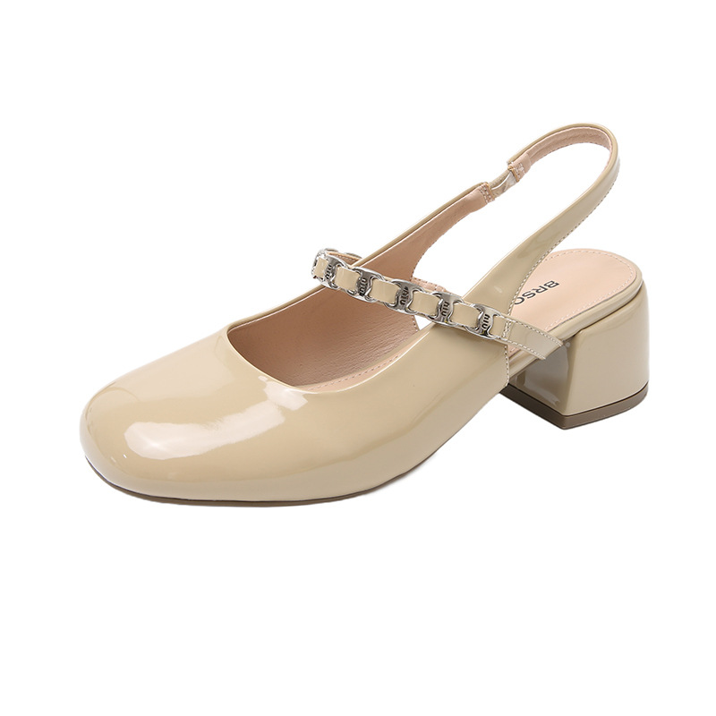 Zapatos Lady mismo estilo temperamento francés Mary Jane zapatos individuales mujer tacón grueso Baotou sandalias 2025 verano nuevos tacones altos