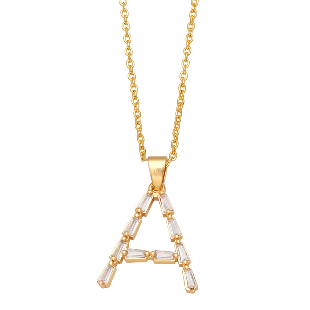 Fashion Letter Copper Inlay Zircon Pendant Necklace 1 Piece