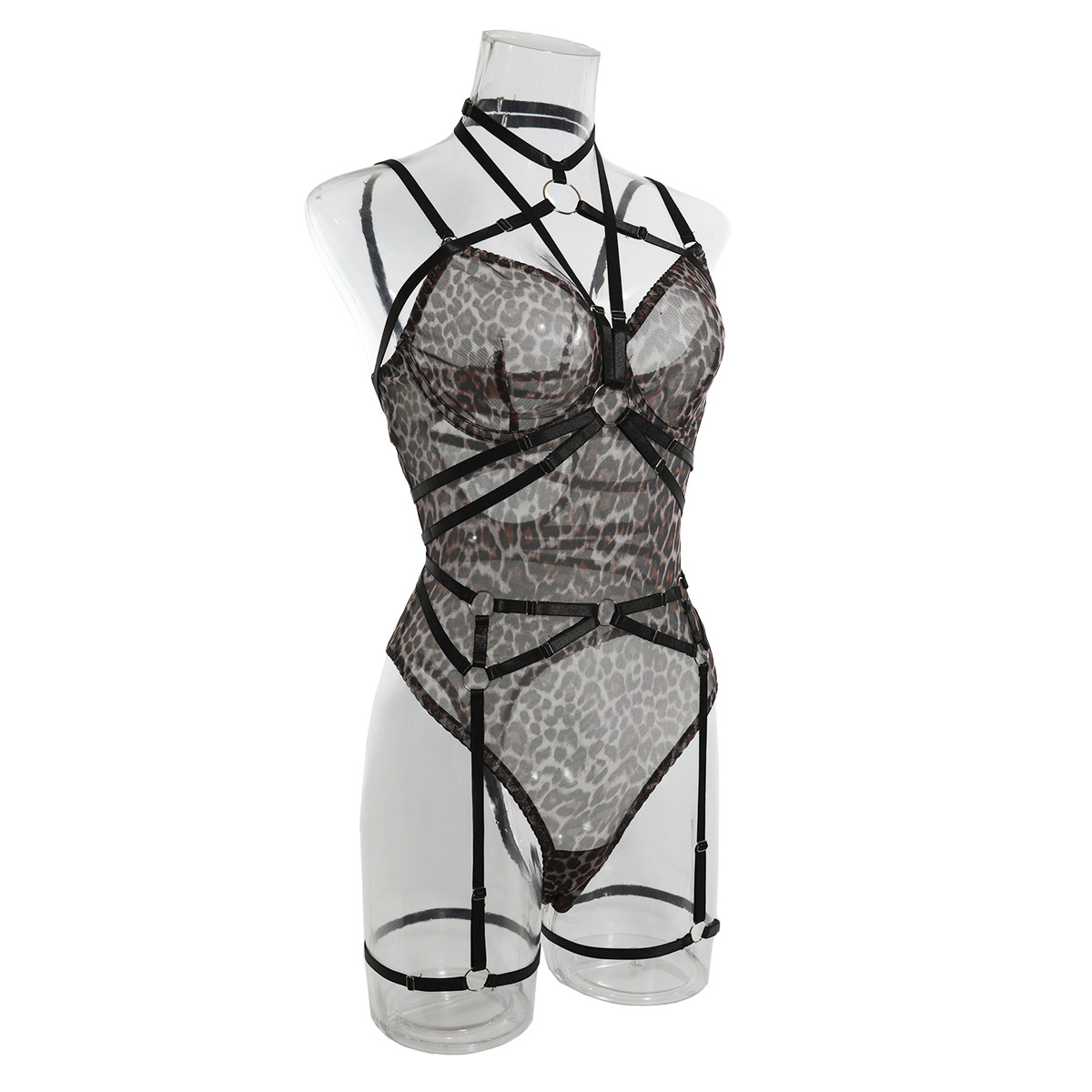 CHILLGIO Frauen Leopard Sexy Strappy Bodys Sommer Bodycon Kombination Catsuits Mode Retro Einteilige Enge Print Strampler – Detail 4