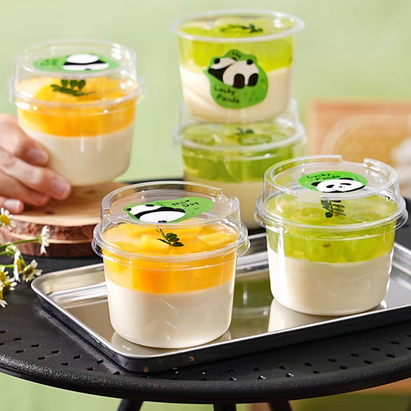 Desechable redondo taza de mousse transparente 250ml de alta cubierta de pastel de queso postre leche agria taza caja de embalaje transparente