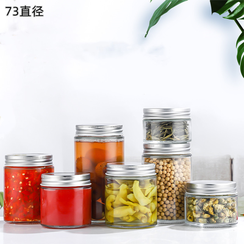 直径73花茶瓶食品透明玻璃存储瓶直筒蜂蜜玻璃罐包装厂家批发瓶子
