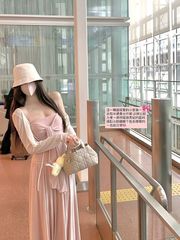 纯欲挂脖抹胸女夏高腰半身裙韩系温柔气质两件套装