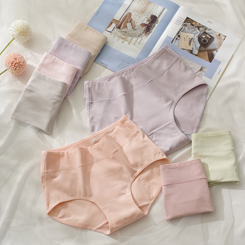 Ropa interior de cintura alta de las mujeres fábrica al por mayor 40 algodón entrepierna simple cómodo macaron color tamaño libre ropa interior de niña