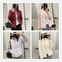 冬季保暖摇粒绒拼接羽绒棉泡芙暖芯衣冲锋外套立领正肩内胆棉衣女