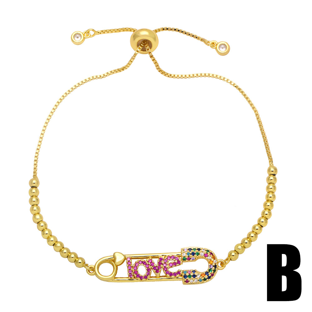 Copper 18K Gold-plated Inlaid Zircon Mama Heart Flowers Red Rope Bracelet