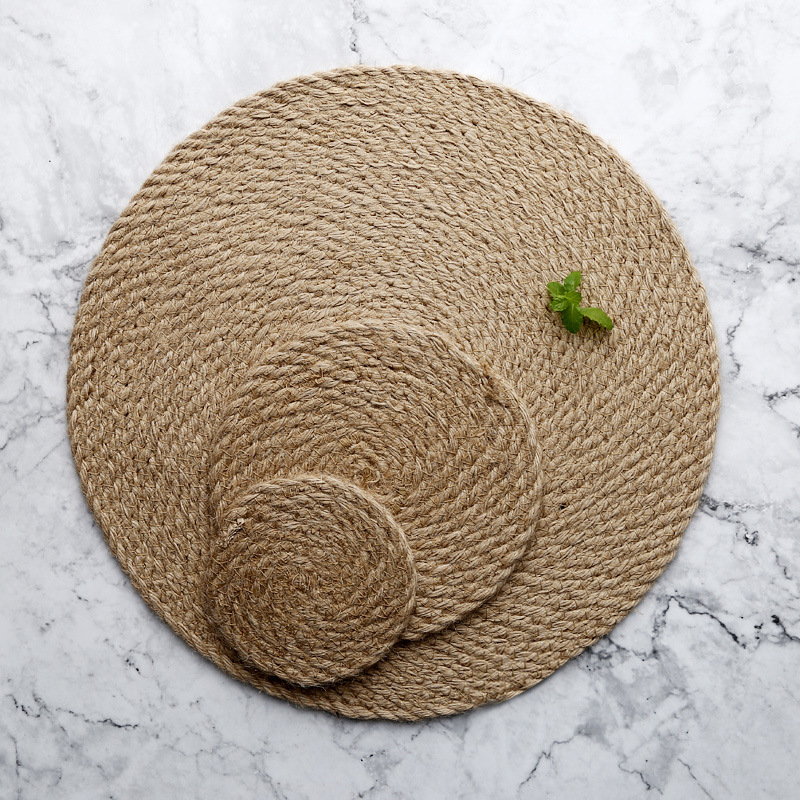 Mantel de Lino y Algodón Tejido, Aislante, Estilo Japonés, Antideslizante, para Platos, Tazones, Estilo Nórdico