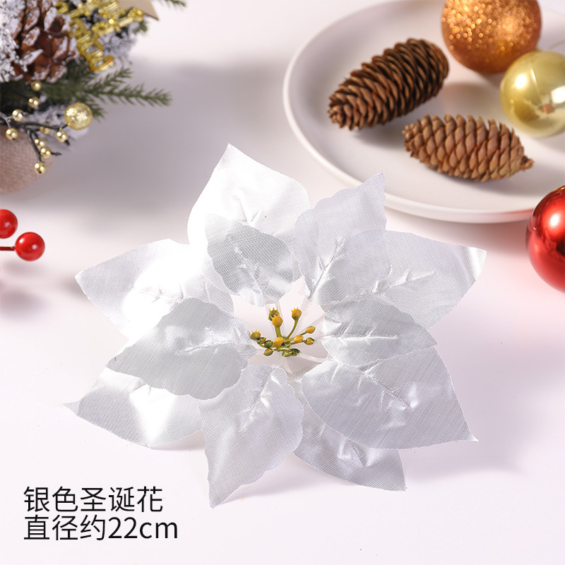 Al por mayor y al por menor Flor de Navidad artificial 22cm gran árbol de Navidad flor decorativa Comercio exterior transfronterizo caliente accesorios de Navidad