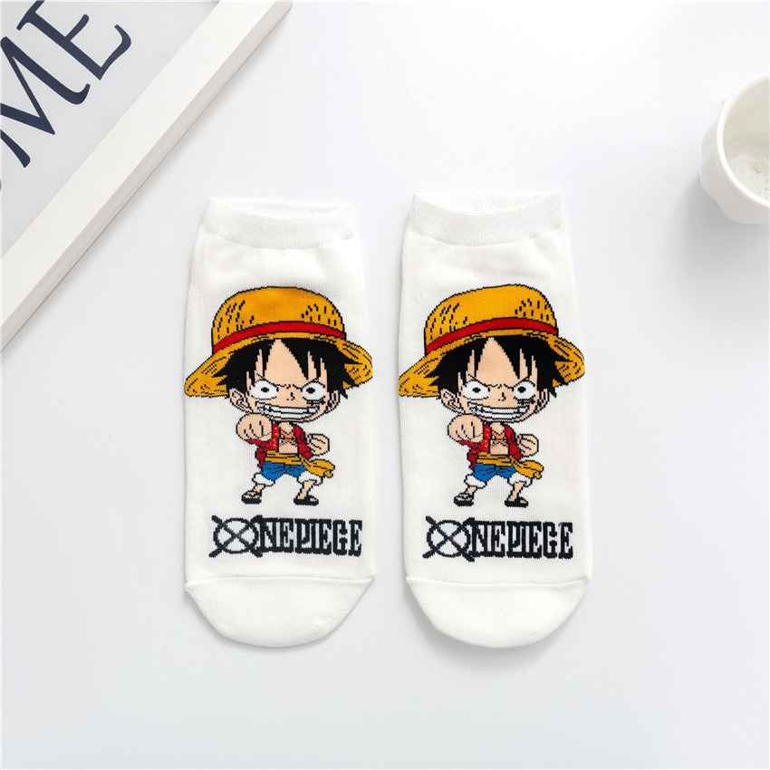 Calcetines para mujeres primavera y verano nuevas series One Piece calcetines lindas calcetines de dibujos animados superficiales, calcetines de algodón bajas
