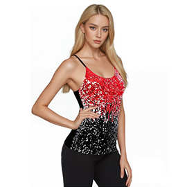 欧美跨境亮片背心女辣妹夜店派对性感吊带修身显瘦舞蹈表演出上衣