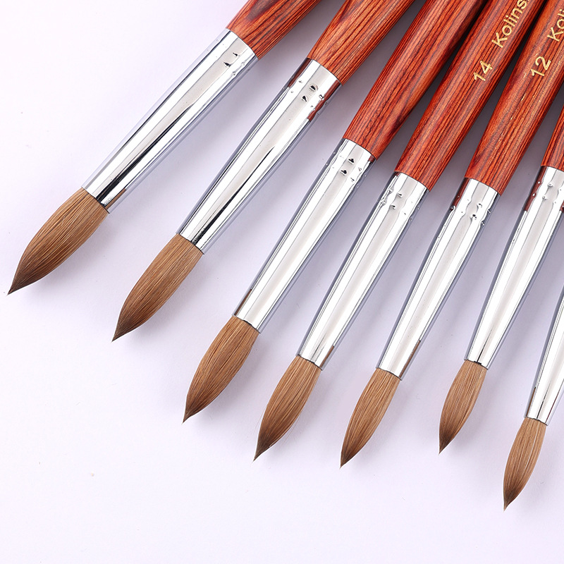 Amazon puro visón uñas arte cristal talla pluma siberiana pura visón pelo pluma Kolinsky cabeza redonda pluma de cristal