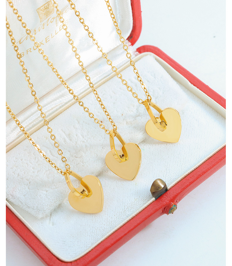 Fashion Heart Shape Titanium Steel Plating Pendant Necklace_colorza_5