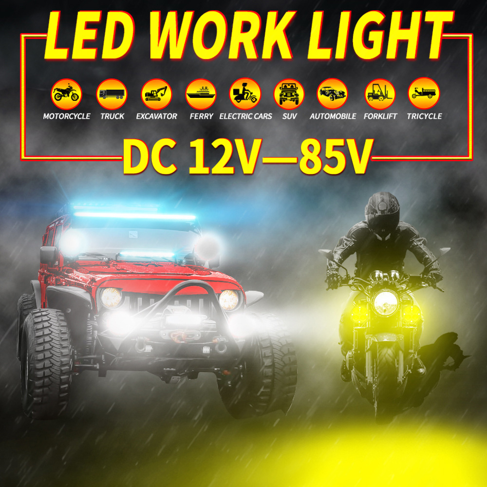 New wide-voltage motorcycle headlight, dual-color high and low beam LED spotlight for motorbikes and electric vehicles
