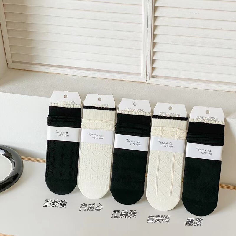 Ding Yan Zhejing Xiaoxiang style Spring and Autumn new women's cotton socks sweat-absorbent breathable Japanese simple all-match summer mid-calf length socks