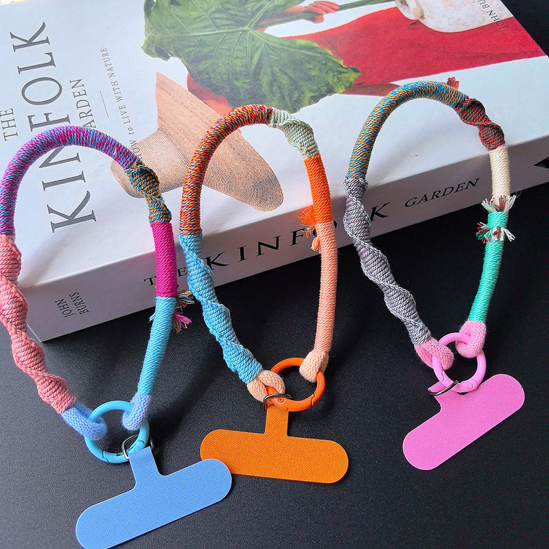 Dopamine Colorful Mobile Phone Lanyard Camera Keychain Anti-Lost Wrist Strap Rope Water Cup Bag Woven Short Lanyard