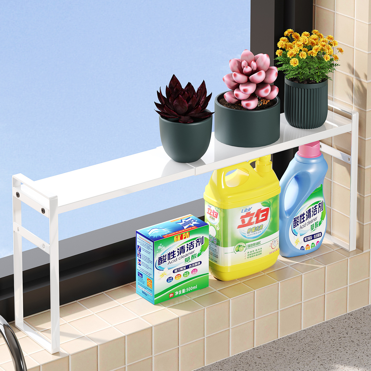 Kitchen Windowsill Storage Rack, Various Window Gadgets, Extendable Desktop, Ultra-Narrow Window-Side Storage, Countertop Extension Board