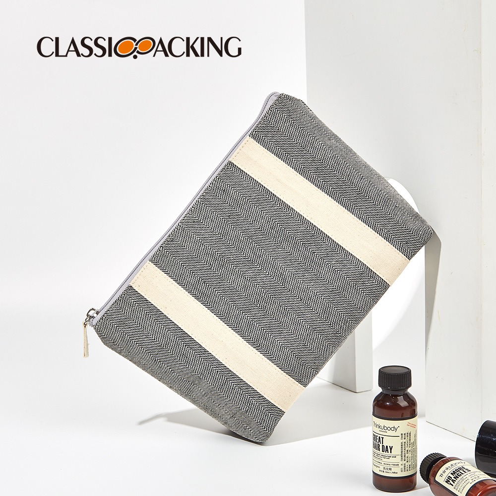 Lienzo de moda bolsa de cosméticos bolsa de almacenamiento portátil de viaje de gran capacidad bolsa de almacenamiento de productos de cuidado de la piel simple se puede imprimir logotipo