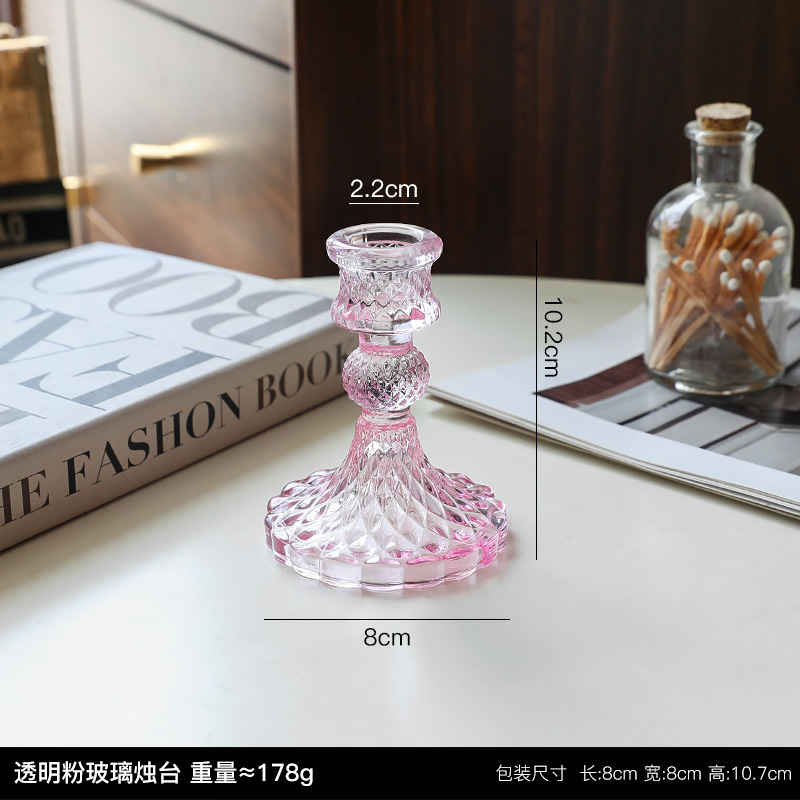 ヨーロッパ式現代シンプルins風透明ガラス燭台置物家庭装飾品テーブルリビング玄関装飾|undefined