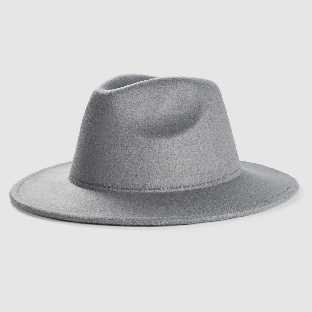 Exclusive For Cross-border British Retro Woolen Hat Men 's And Women 's Hats Monochrome Light Board Felt Cap Simple Big Brim Fedora Hat Tide display picture 8