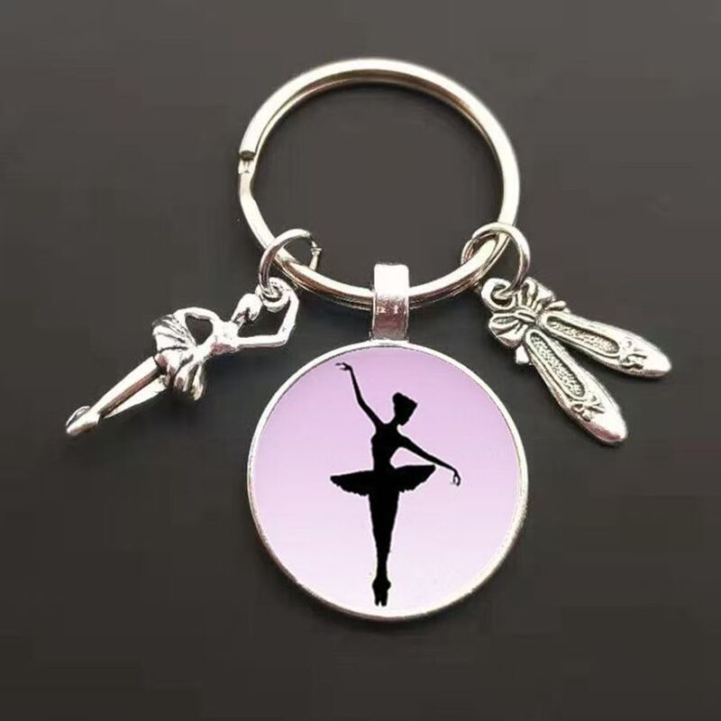Hot Selling Amazon Ballet Glass Pendant Charm Keychain Dance Lovers Keychain