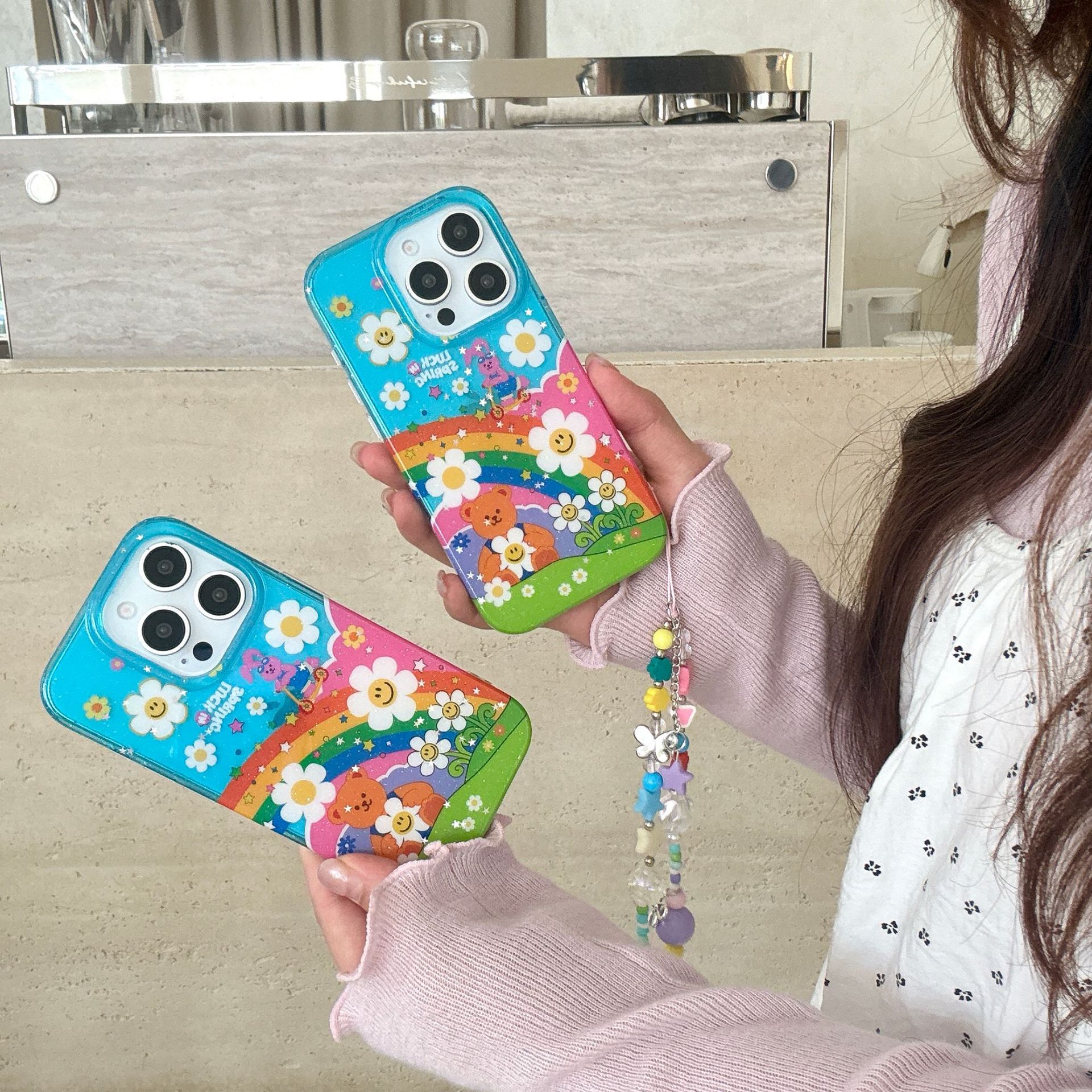 Dibujos animados flor oso para iPhone15/16 Apple 16ProMax femenino 14/13 celebridad de Internet 15Pro nuevo 14P