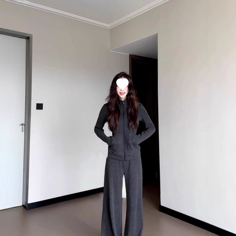 韩系高级感休闲运动服套装女秋季修身显瘦开衫卫衣时尚炸街两件套|undefined