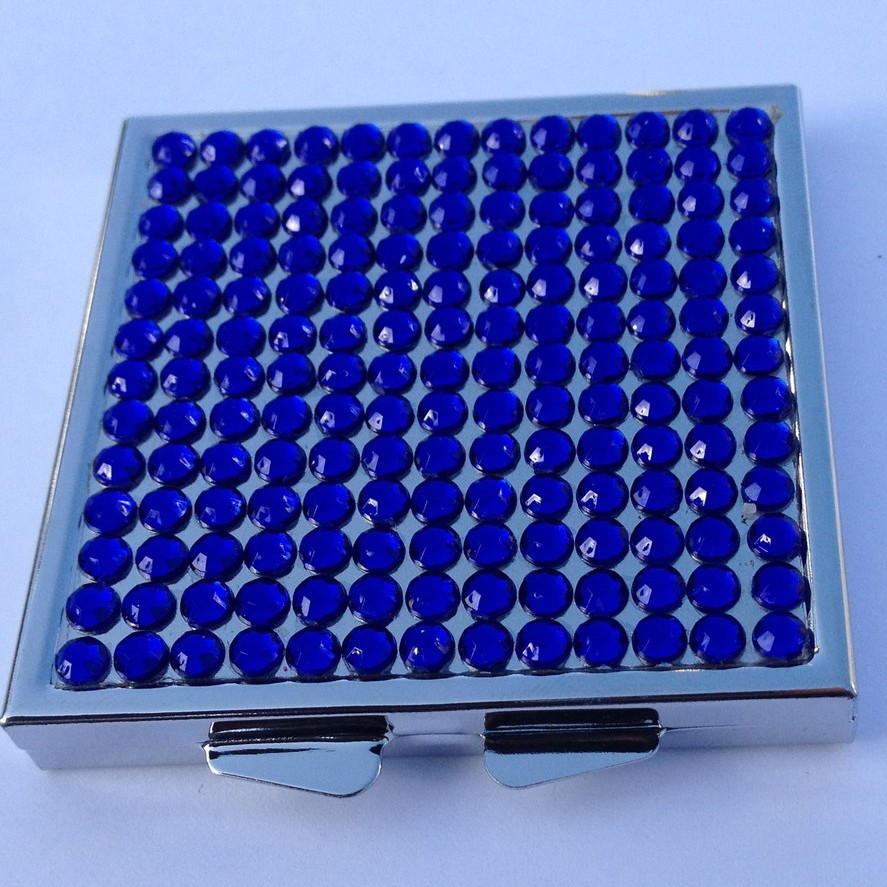 【厂家供应】镶钻金属化妆镜、满钻方形化妆镜、镶钻方形镜子