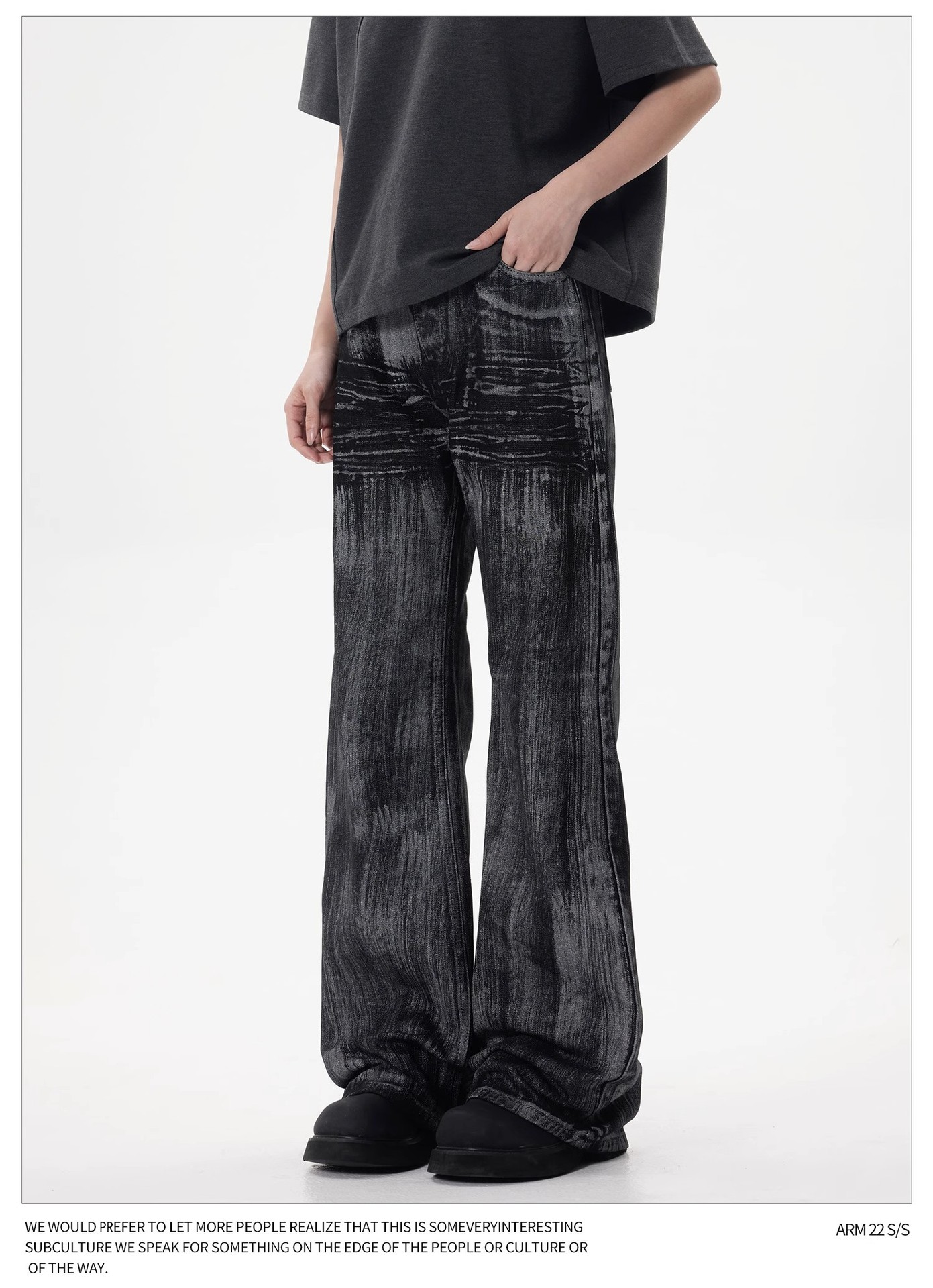 Pantalones vaqueros encerados vintage para hombre, corte recto relajado, estética limpia, lavado desgastado, ropa informal de calle_voghion.com