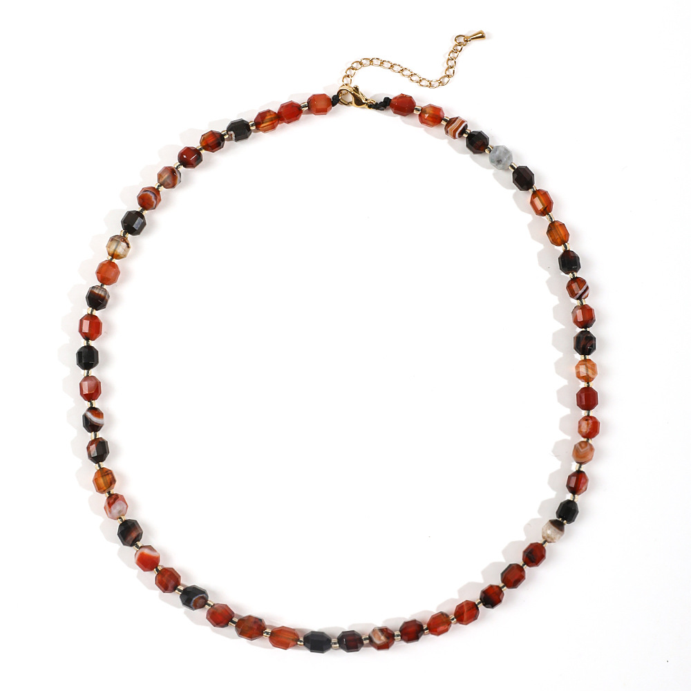 Retro Printing Artificial Crystal Agate Beaded Women's Necklace 1 Piece display picture 1