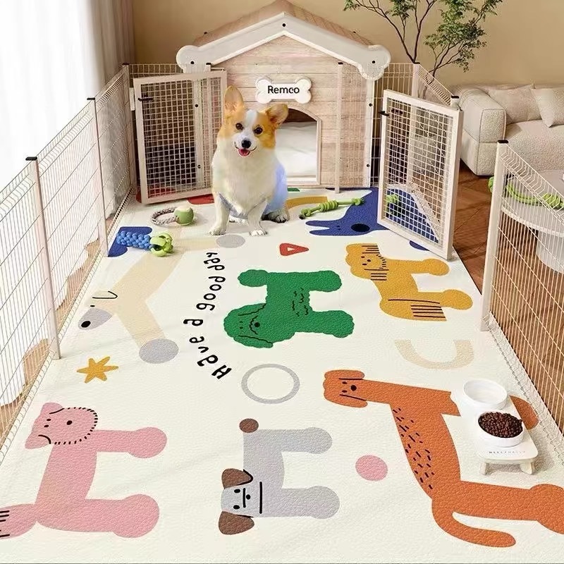 ペットフロアマット防水と尿防止犬防水フェンス犬小屋マット犬ケージ耐摩耗性洗濯不要の拭き取り可能なカーペット|undefined