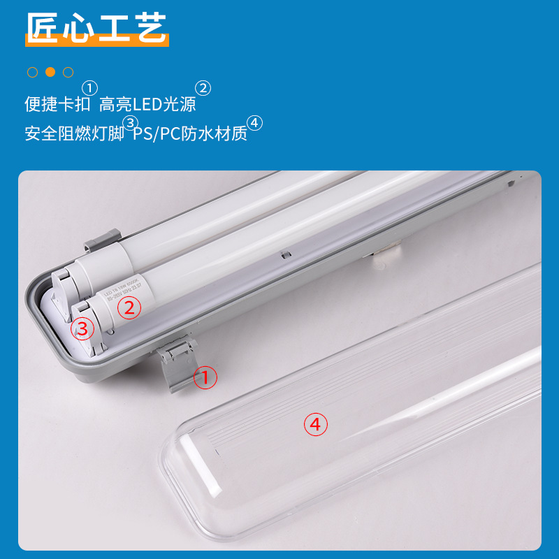 メーカー在庫あり T8 防水防塵ライトブラケットハウジング LEDキット IP65 防水防塵 ガレージ照明 強力LED|undefined