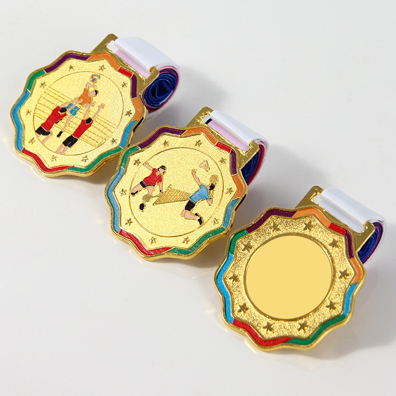 Medalla Juegos de Metal Escuela Estudiantes Jardín de infantes Fútbol Infantil Baloncesto Bádminton Volleyball Conmemoración de Honor