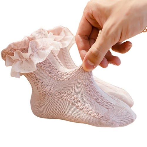 3pairs Girls princess stage performance lace socks jazz dance latin dance breathable cotton socks for kids photos shooting model show short socks for baby