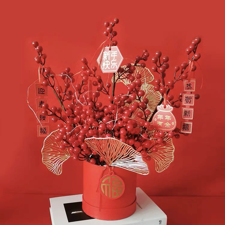 Искусственные ягоды Холли старинные китайские цветочные композиции Холли фрукты Новый год Весенний фестиваль новое украшение дома плоды удачи