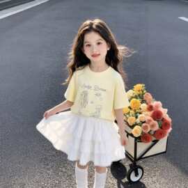 2026新款女童短袖夏季韩版宽松卡通印花上衣中大童可爱透气T恤