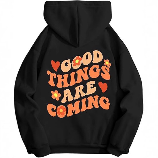 Women Graphic Hoodies Oversized Sweatshirts Letter Flower Print Hooded Pullover Tops Cute Fall Outfits