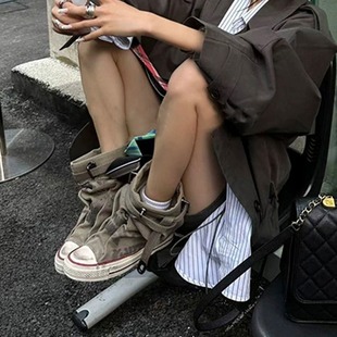 Spot Niche Graffiti High-top Canvas Shoes Women's Summer Boots Wide Tube Boots 2024 New Trousers Stacking Boots