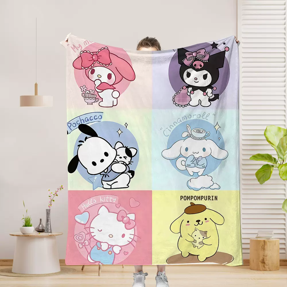 代发JIT法兰绒毛毯三丽鸥卡通空调午休毯单面数码印花办公室盖毯