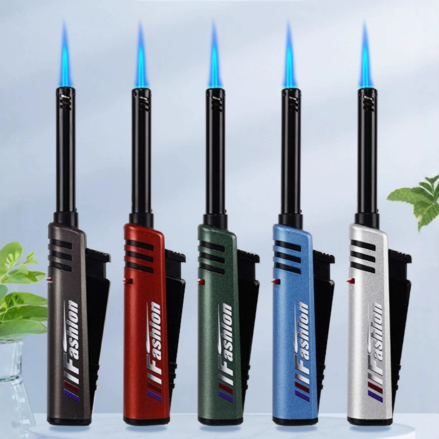 Новая удлиненная зажигалка, ветрозащитная, с прямым пламенем, подходит для моксотерапии, розжига на кухне, зажигания сигар, многоразовая, портативная зажигалка для домашнего использования.