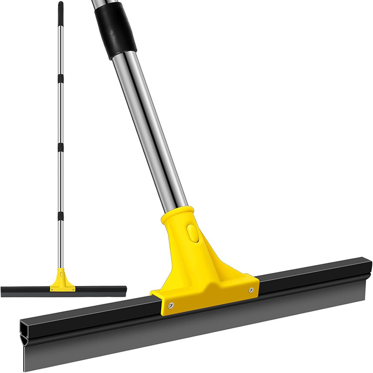 Heavy-Duty Rubber Squeegee with Long Handle, 25 Stainless Steel Rod, Deck Shower Glass Window Cleaning Floor Scraper