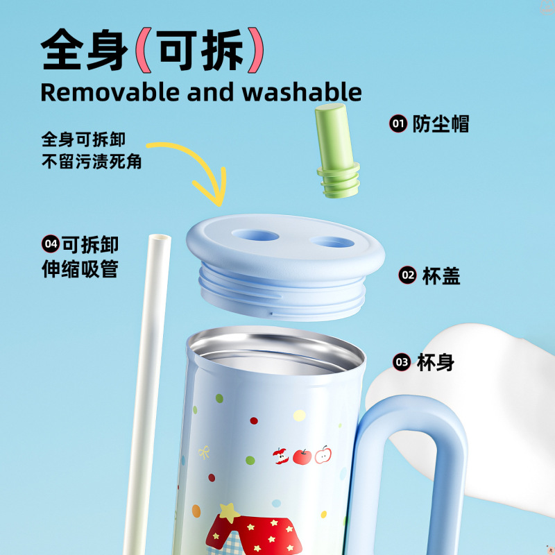 bociya保温杯女高颜值大容量冰霸杯便携车载可爱水杯吸管保冷杯子|undefined