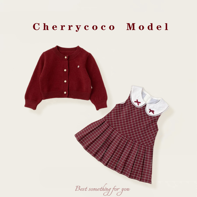 CHERRYCOCO女童连衣裙秋季新款女宝宝MIU系洋气格子裙公主裙套装|undefined